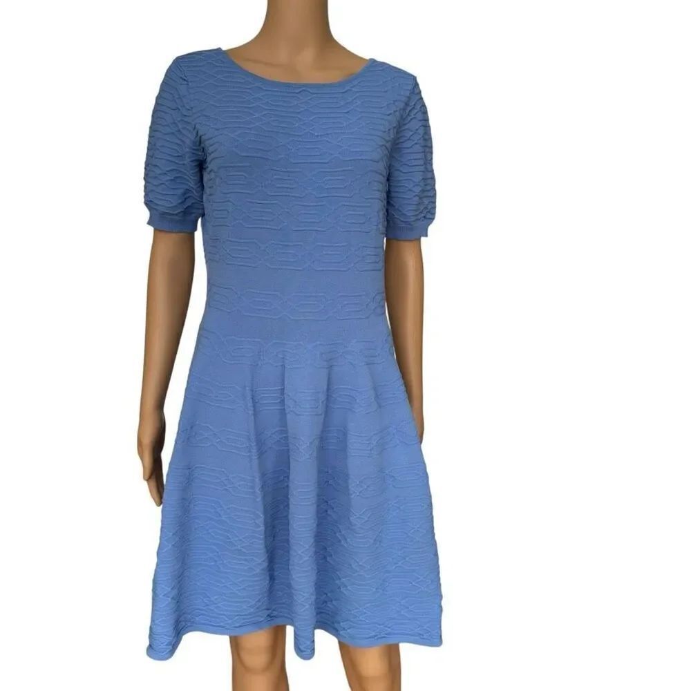 Belle Badgley Mischka Fit & Flare textured dress Blue periwinkle Size L